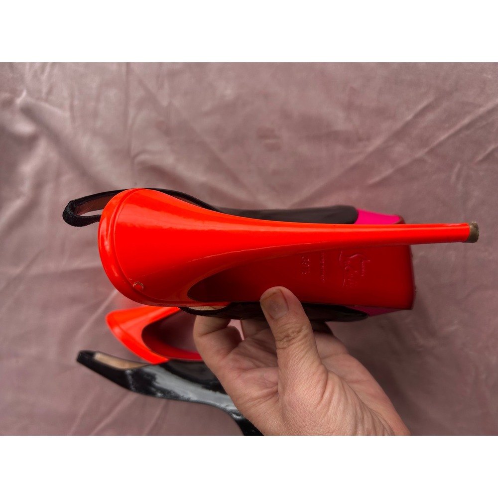 Christian Louboutin Lady Peep Sling‎ Women's Size 9.5 Black Rose Matador - Picture 7 of 12